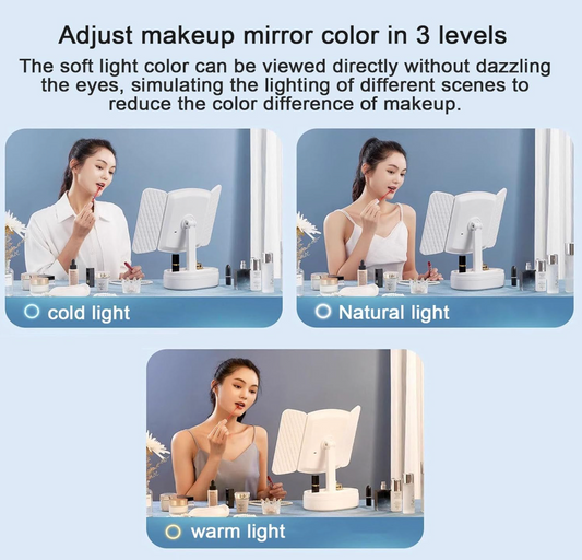 Multifold LED Makeup Mirror